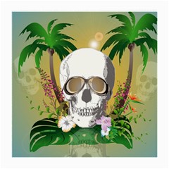 Funny Skull With Sunglasses And Palm Medium Glasses Cloth by FantasyWorld7