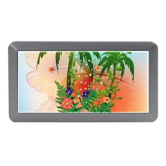 Tropical Design With Palm And Flowers Memory Card Reader (mini) by FantasyWorld7