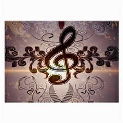 Music, Wonderful Clef With Floral Elements Large Glasses Cloth by FantasyWorld7