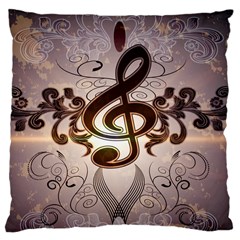Music, Wonderful Clef With Floral Elements Large Cushion Cases (one Side)  by FantasyWorld7