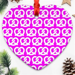 Pink Pretzel Illustrations Pattern Heart Ornament (2 Sides) by GardenOfOphir