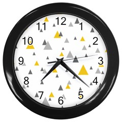 Pastel Random Triangles Modern Pattern Wall Clocks (black) by Dushan