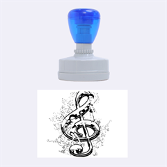 Music, Clef With Fairy And Floral Elements Rubber Oval Stamps by FantasyWorld7