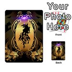 Lion Silhouette With Flame On Golden Shield Multi-purpose Cards (Rectangle)  Back 3