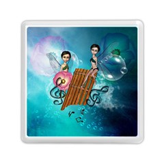Music, Pan Flute With Fairy Memory Card Reader (square)  by FantasyWorld7