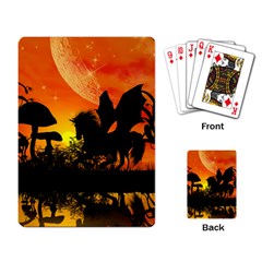 Beautiful Unicorn Silhouette In The Sunset Playing Card by FantasyWorld7