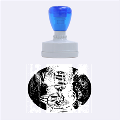 Microphone With Piano And Floral Elements Rubber Oval Stamps by FantasyWorld7