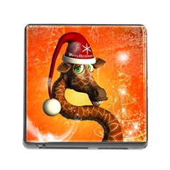 Funny Cute Christmas Giraffe With Christmas Hat Memory Card Reader (square) by FantasyWorld7