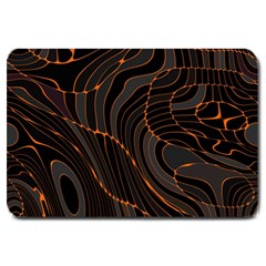 Retro Abstract Orange Black Large Doormat  by ImpressiveMoments