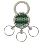 Green 3D rectangles pattern 3-Ring Key Chain Front