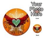 Beautiful Heart Made Of Diamond With Wings And Floral Elements Multi-purpose Cards (Round)  Front 3