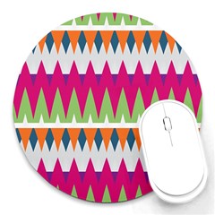 Chevron Pattern Round Mousepad by LalyLauraFLM