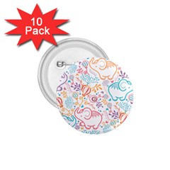 Cute Pastel Tones Elephant Pattern 1 75  Buttons (10 Pack) by Dushan
