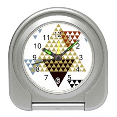 Colorful Modern Geometric Triangles Pattern Travel Alarm Clocks by Dushan