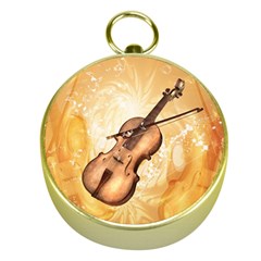 Wonderful Violin With Violin Bow On Soft Background Gold Compasses by FantasyWorld7