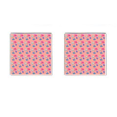 Birds Pattern On Pink Background Cufflinks (square) by LovelyDesigns4U