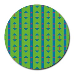 Arrows And Stripes Pattern			round Mousepad by LalyLauraFLM