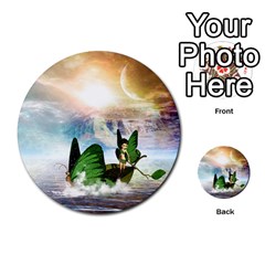 Cute Fairy In A Butterflies Boat In The Night Multi-purpose Cards (round)  by FantasyWorld7