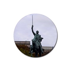 Washington Statue Rubber Round Coaster (4 Pack)  by trendistuff
