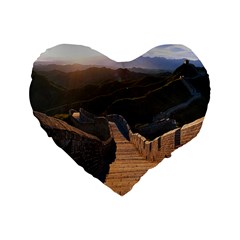 Great Wall Of China 2 Standard 16  Premium Flano Heart Shape Cushions by trendistuff