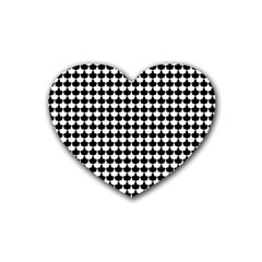 Black And White Scallop Repeat Pattern Heart Coaster (4 Pack)  by PaperandFrill