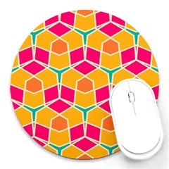 Shapes In Retro Colors Pattern			round Mousepad by LalyLauraFLM