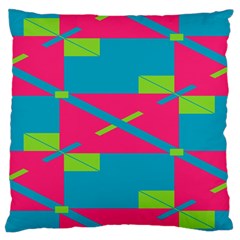 Rectangles And Diagonal Stripes 	large Flano Cushion Case (two Sides) by LalyLauraFLM