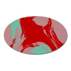 Red Pink Green Texture 			magnet (oval) by LalyLauraFLM