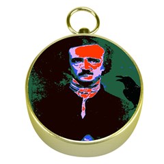 Edgar Allan Poe Pop Art  Gold Compasses by icarusismartdesigns
