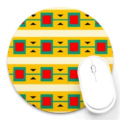 Connected Squares And Triangles 			round Mousepad by LalyLauraFLM