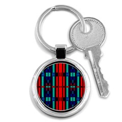 Stripes And Rectangles  			key Chain (round) by LalyLauraFLM