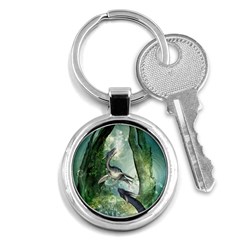 Awesome Seadraon In A Fantasy World With Bubbles Key Chains (round)  by FantasyWorld7