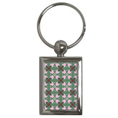Pink Brown Flowers Pattern     			key Chain (rectangle) by LalyLauraFLM