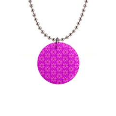 Pink Snowflakes Spinning In Winter Button Necklaces by DianeClancy
