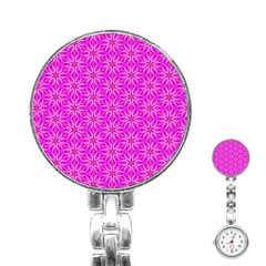 Pink Snowflakes Spinning In Winter Stainless Steel Nurses Watch by DianeClancy