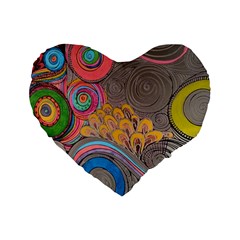 Rainbow Passion Standard 16  Premium Heart Shape Cushions by SugaPlumsEmporium