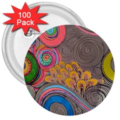 Rainbow Passion 3  Buttons (100 Pack)  by SugaPlumsEmporium