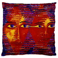 Conundrum Iii, Abstract Purple & Orange Goddess Large Flano Cushion Case (two Sides) by DianeClancy