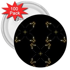 Festive Black Golden Lights  3  Buttons (100 Pack)  by yoursparklingshop