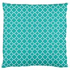 Turquoise Quatrefoil Pattern Standard Flano Cushion Case (one Side) by Zandiepants