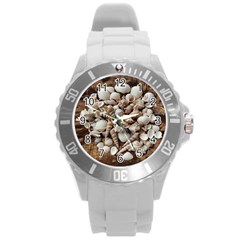 Tropical Sea Shells Collection, Copper Background Round Plastic Sport Watch (l) by yoursparklingshop