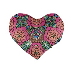 Petals, Carnival, Bold Flower Design Standard 16  Premium Flano Heart Shape Cushion  by Zandiepants