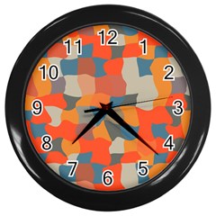Retro Colors Distorted Shapes                           			wall Clock (black) by LalyLauraFLM