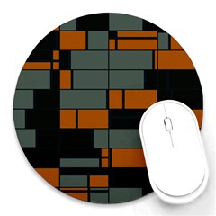 Rectangles In Retro Colors                              			round Mousepad by LalyLauraFLM