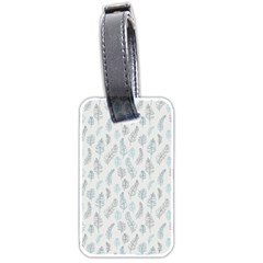 Whimsical Feather Pattern Dusk Blue Luggage Tag (two Sides) by Zandiepants