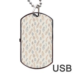 Whimsical Feather Pattern, Nature Brown, Dog Tag Usb Flash (two Sides) by Zandiepants