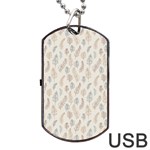 Whimsical Feather Pattern, Nature brown, Dog Tag USB Flash (Two Sides) Front