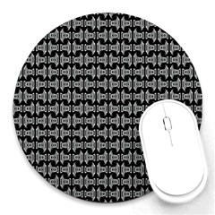 Black White Tiki Pattern Round Mousepads by BrightVibesDesign