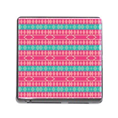 Pink Blue Rhombus Pattern                               			memory Card Reader (square) by LalyLauraFLM