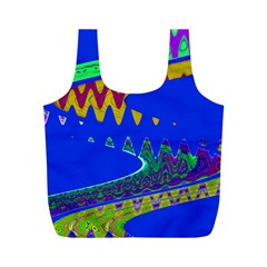 Colorful Wave Blue Abstract Full Print Recycle Bags (m)  by BrightVibesDesign
